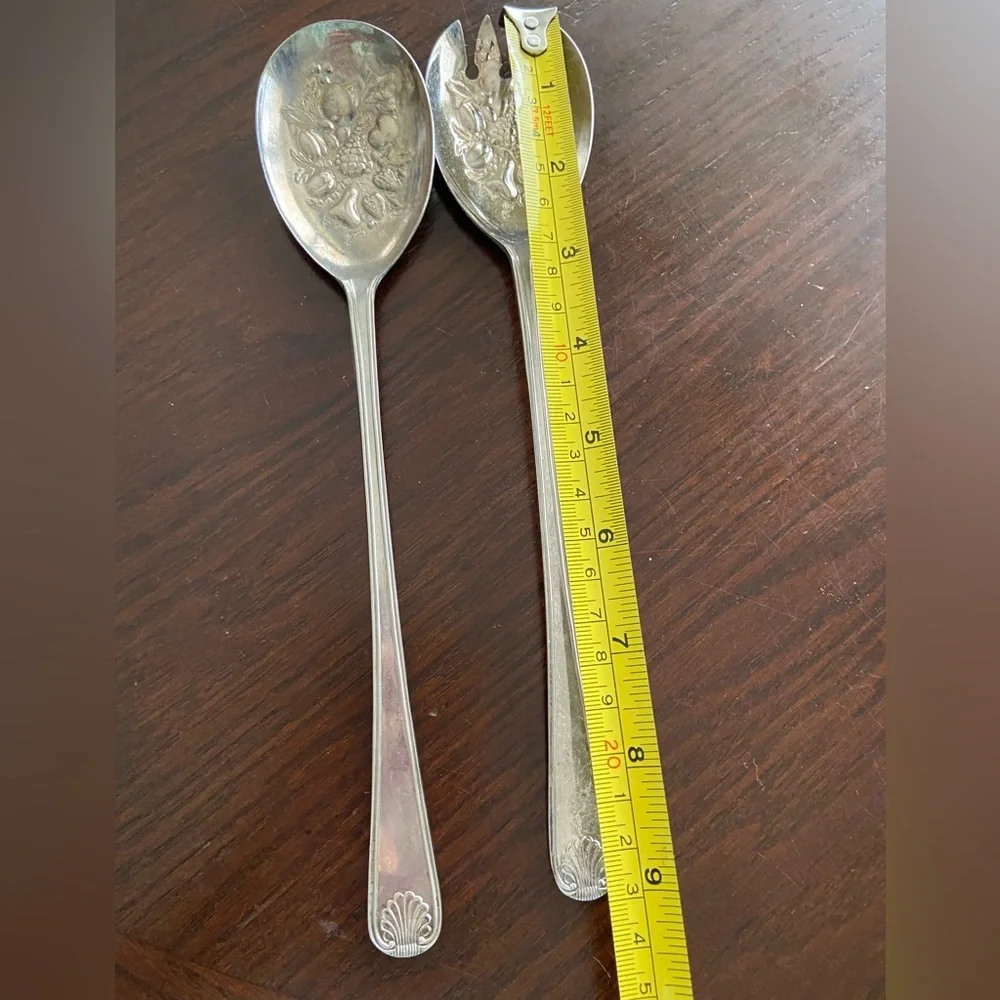 Vintage Sheffield England Silver Plated Bon Berry Serving Salad Set Spoons